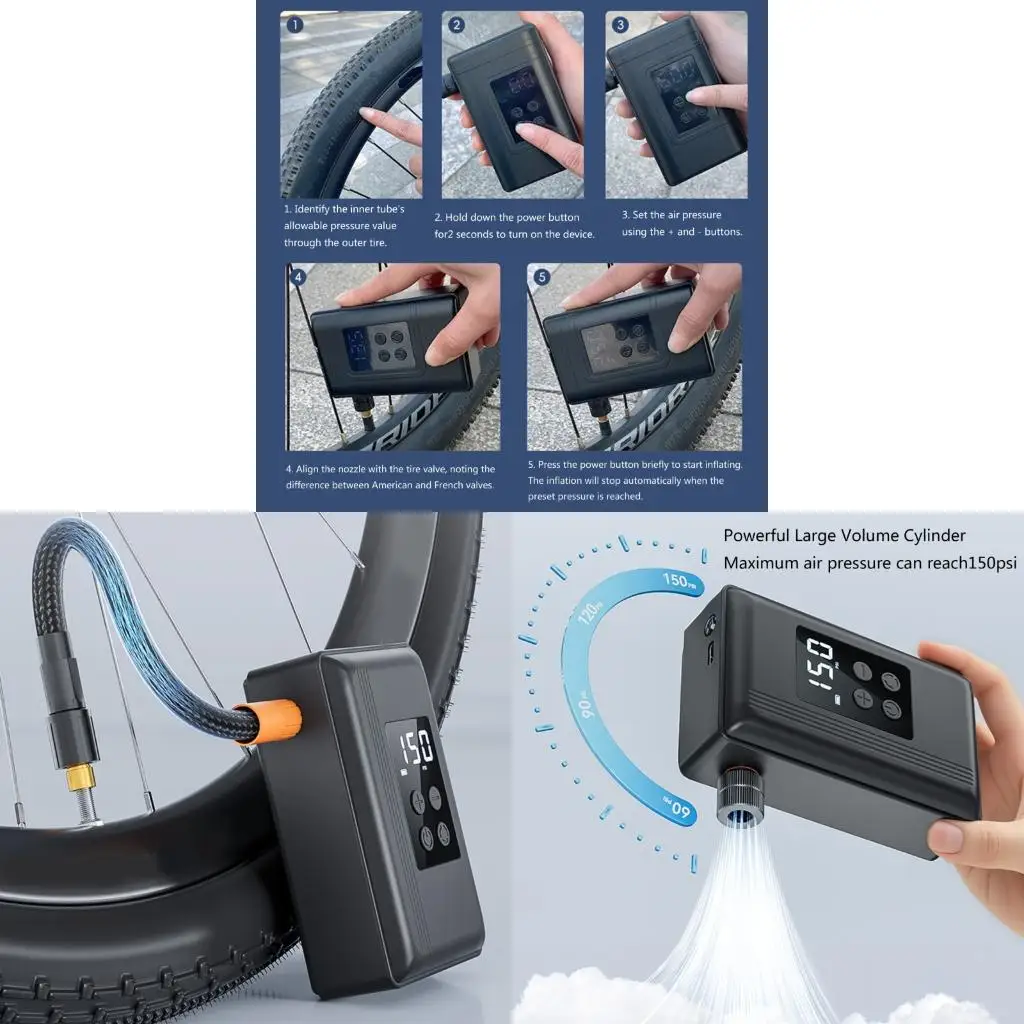 

Цифровые настройки шин со светодиодными воздушными насосами ABS для использования автомобилями мотоциклов для велосипеда