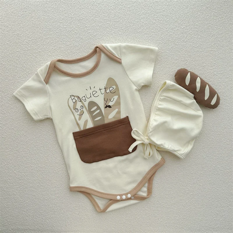 Korean Newborn Baby Clothes Girl Boys Bodysuit Onesie Funny Romper Clothing  Bread StickFashion Toddler Girls Suit Baby Jumpsuit