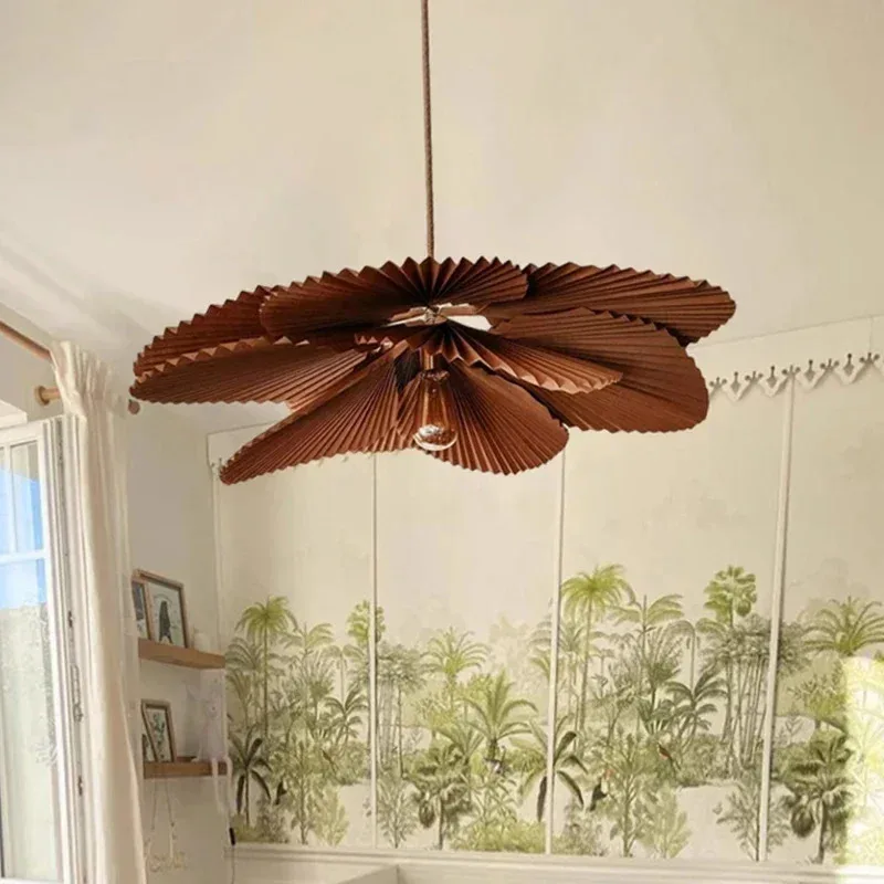 Wabi Sabi Pendant Lights Japanese Chandelier Paper Handmade Flower Shaped Living Room Home Dining Room Bedroom Art Hanging Lamp