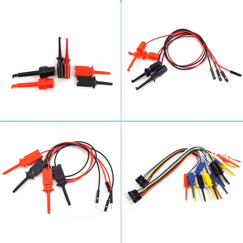 4types Single Test Hook Clip Line Probe Logic Analyzer 10pin Cable Crocodile Clip For Gripper Electronic Testing IC Grabber B4