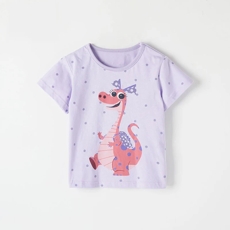 Little maven 2024 Summer Girls Shirts Animal Cats Dinosaur Rainbow Prints Baby Girls Tops Tees Cotton Little Girls Clothes