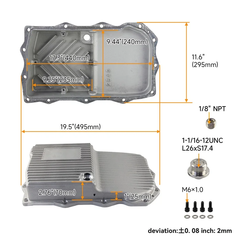 Bandeja de transmissão profunda resistente de 8 velocidades para Ram/Dodge/Jeep/Bmw ZF 2013-2025