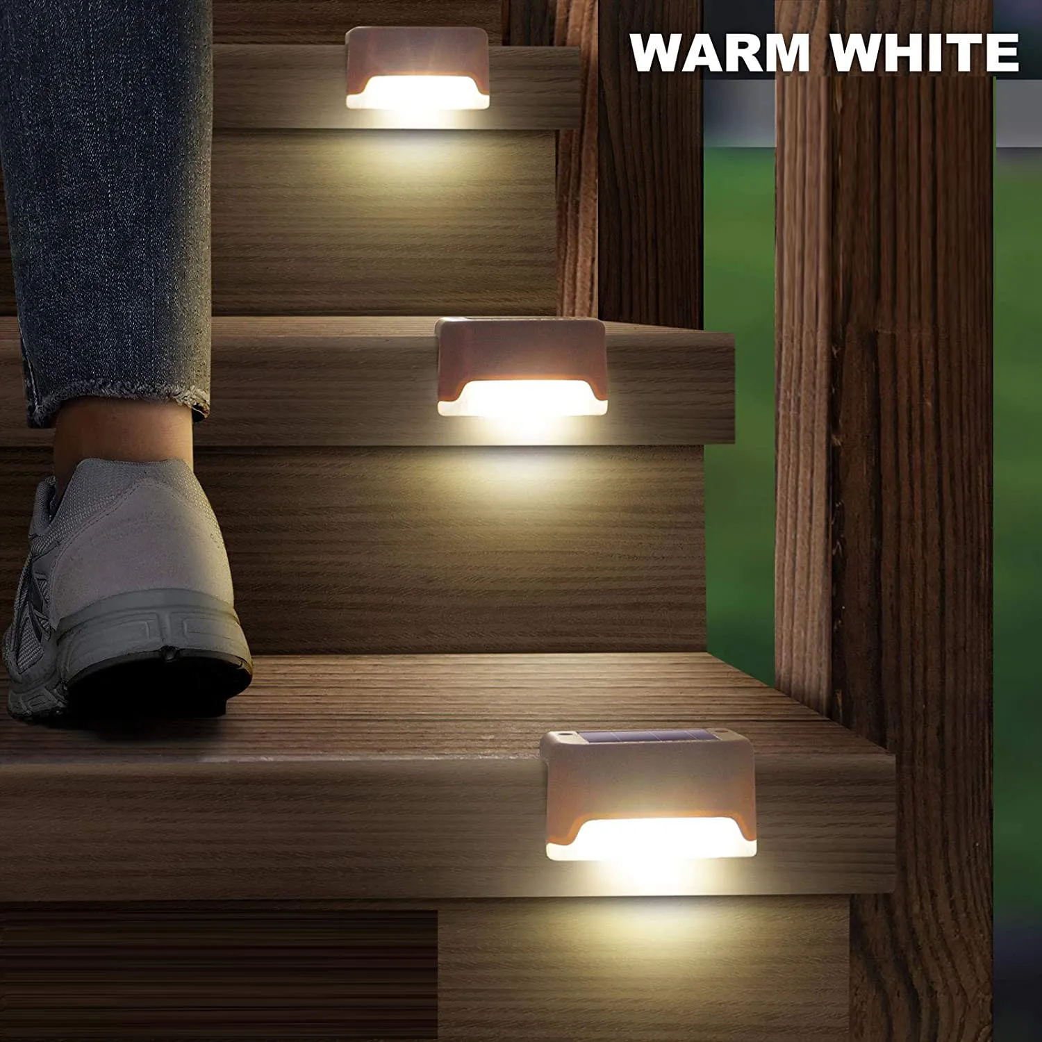 Solar Fence Lights Outdoor Garden Lights Waterproof LED Solar Lamp Step Lights Garden Decor Stair Fence Lamp RGB Solar Lights