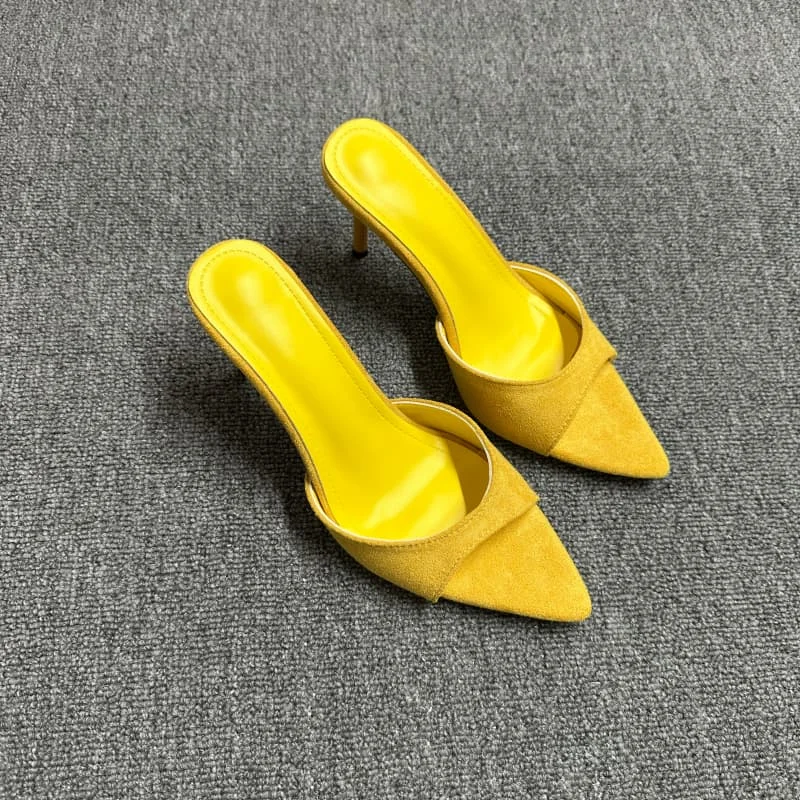 Spitze Damen-Pantoletten Neuer Trend High Heels Sandalen Mode Stilettos Schuhe Designer Sexy Kleider-Slides Femme Pumps Zapatos – Detail 6