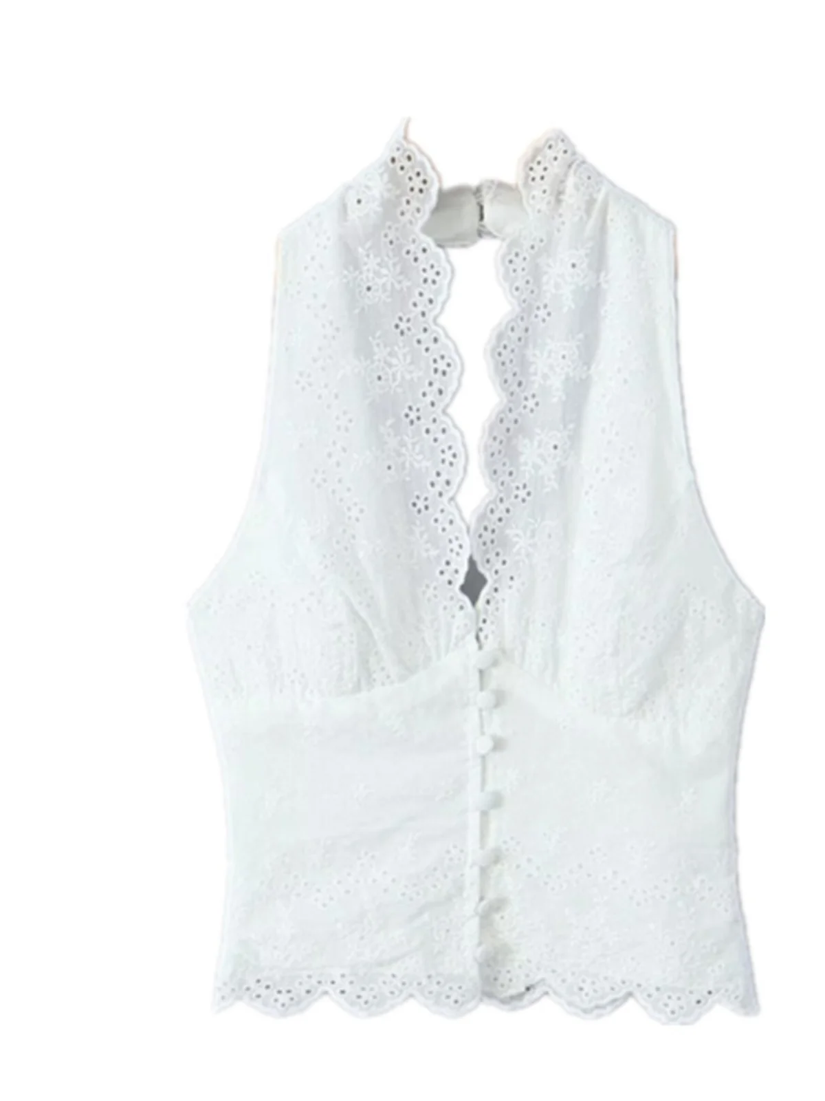 

Женский топ с милой кружевной вышивкой на бретельках Ne Hanging Or Street Sle, весенний чистый цвет, другой материал 00%