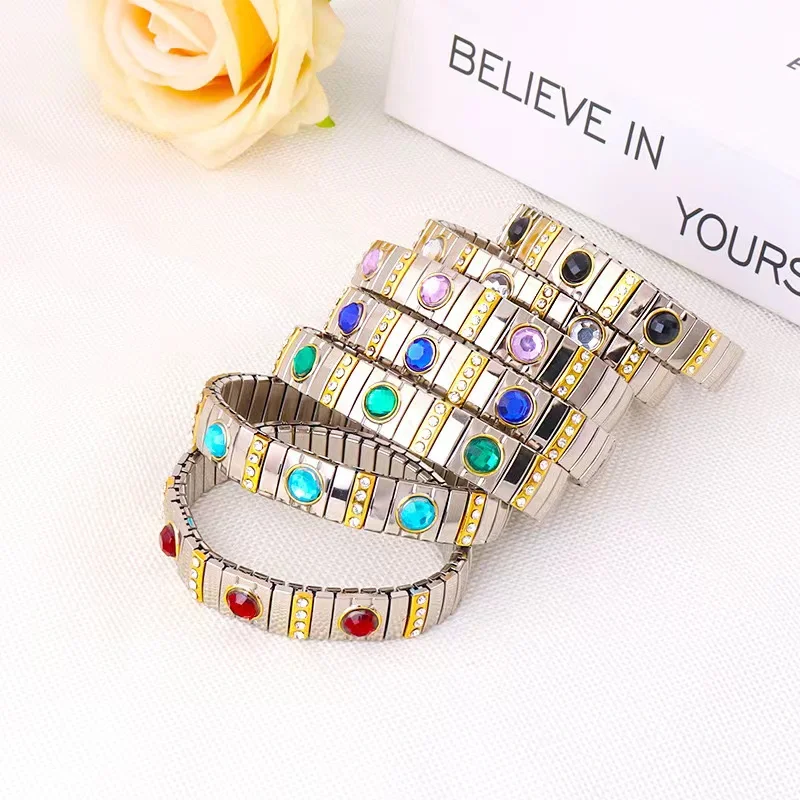 10 pieces 12 mm 60mm Length Fashion Titanium Steel Bracelet Bohemian Elastic Bracelet Fashion Jewelry Accessories