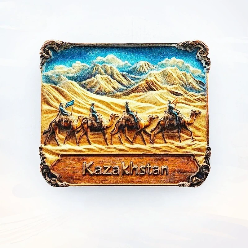 Kazakhstan Caravan Fridge Magnet - Authentic 3D Camel Souvenir Unique Silk Road Gift for Travel & World Explorer Decor