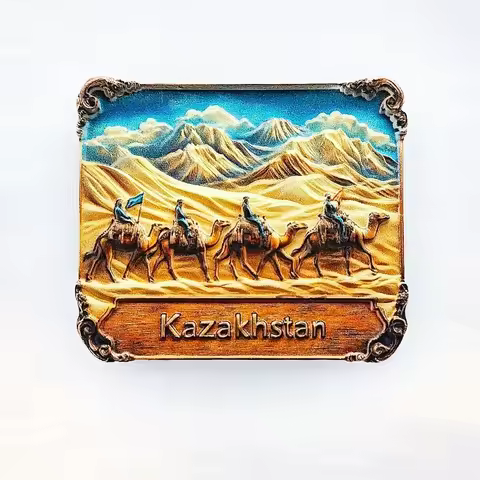 Kazakhstan Caravan Fridge Magnet - Authentic 3D Camel Souvenir Unique Silk Road Gift for Travel &amp; World Explorer Decor