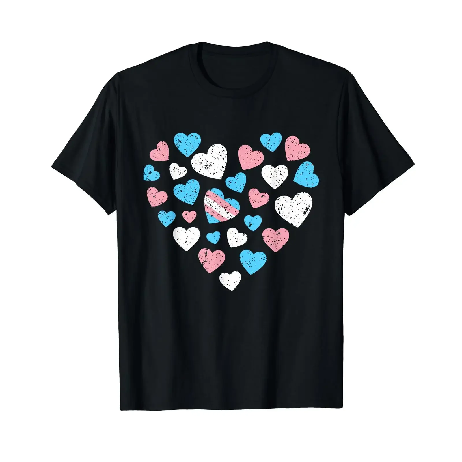 Transgender Hearts Pride Month Trans Love Heart Distressed T Shirt vintage Washed streetwear Breathable Comfortable Stretched