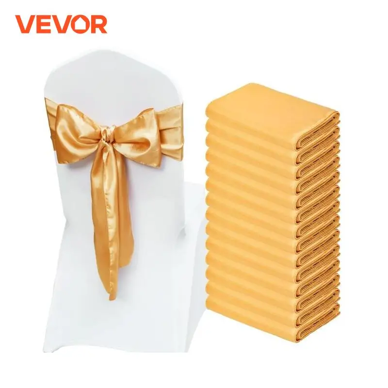 VEVOR 50/100pcs Stretch Spandex Chair Sashes Bows Stretch Chair Slipcover Sash Elastic Chair Bands for Wedding Holiday Decor