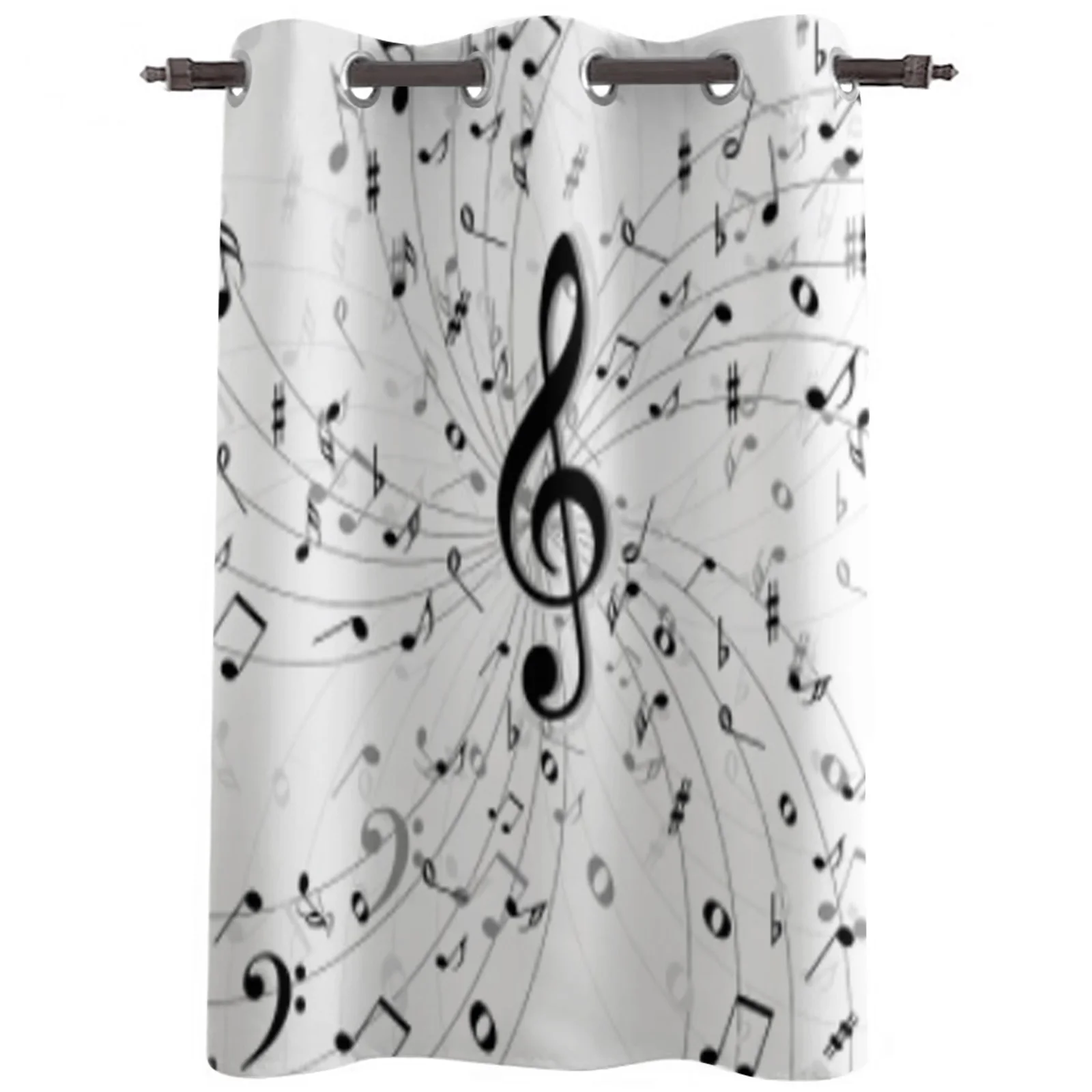 Music Symbol Graceful Notes Printed Curtains for Living Room Home Bedroom Decor Window Treatments Festival Party Balcony Drapes