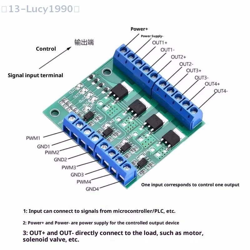 【CCA13】1Pcs Optocoupler Isolated Driver Board For LED Lighting & DC Motor Control 4-Channel PWM MOSFET Switch Controller