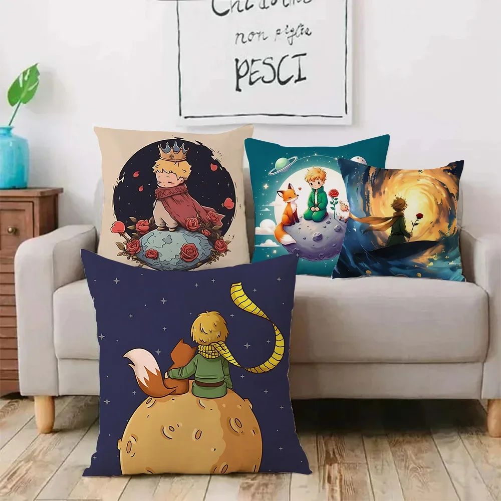 Classic Anime Pillow Covers Cartoon Sofa Decorative Home Double-sided Printing Short Plush Cute Cushion Cover The Little Prince