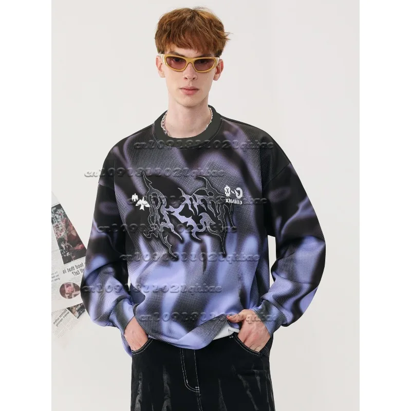 

Осенний новый свободный, персонализированный, крутой, модный, универсальный, быстросохнущий топ с длинными рукавами с 3D-принтом