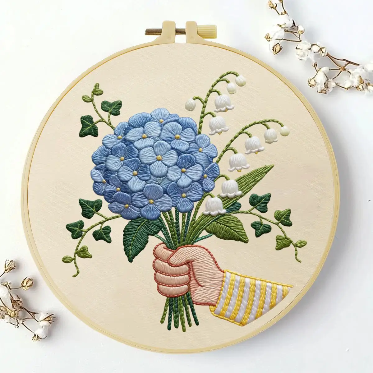 1 Stück 20X20CM/15X15CM 7,87/6,3 Zoll Fußball-Blumen-Stickerei-Starter-Kit DIY-Stickerei-Set Handarbeiten Malerei – Detail 4