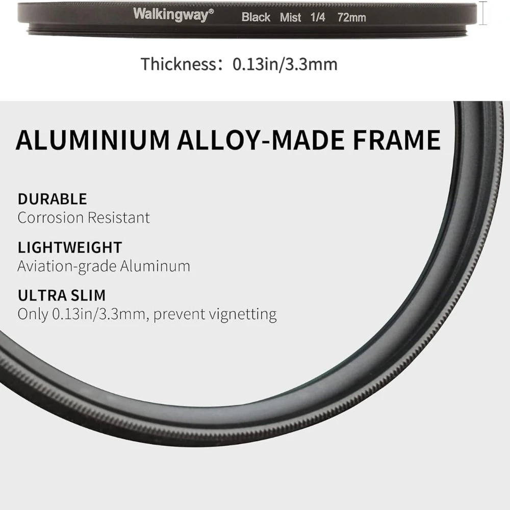 Walking Way Filter Black Mist Diffusion 1/8 Filter Shoot Camera Lens Circular Filter Soft Glow Dream Cinematic Hazy Diffuser