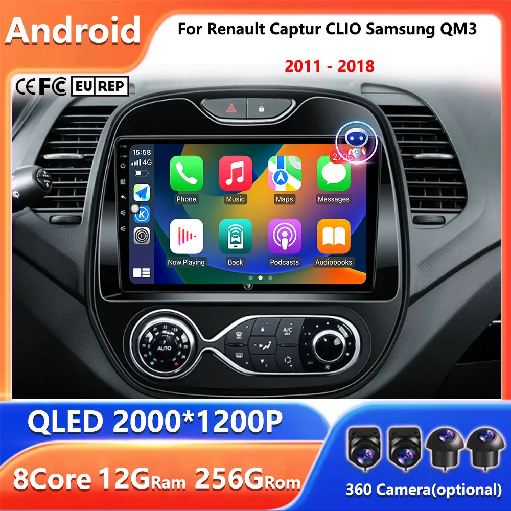 

9" Android 15 For Renault Captur CLIO Samsung QM3 2011 - 2018 DSP Car Radio Video Auto Stereo Multimedia Player GPS Navigation