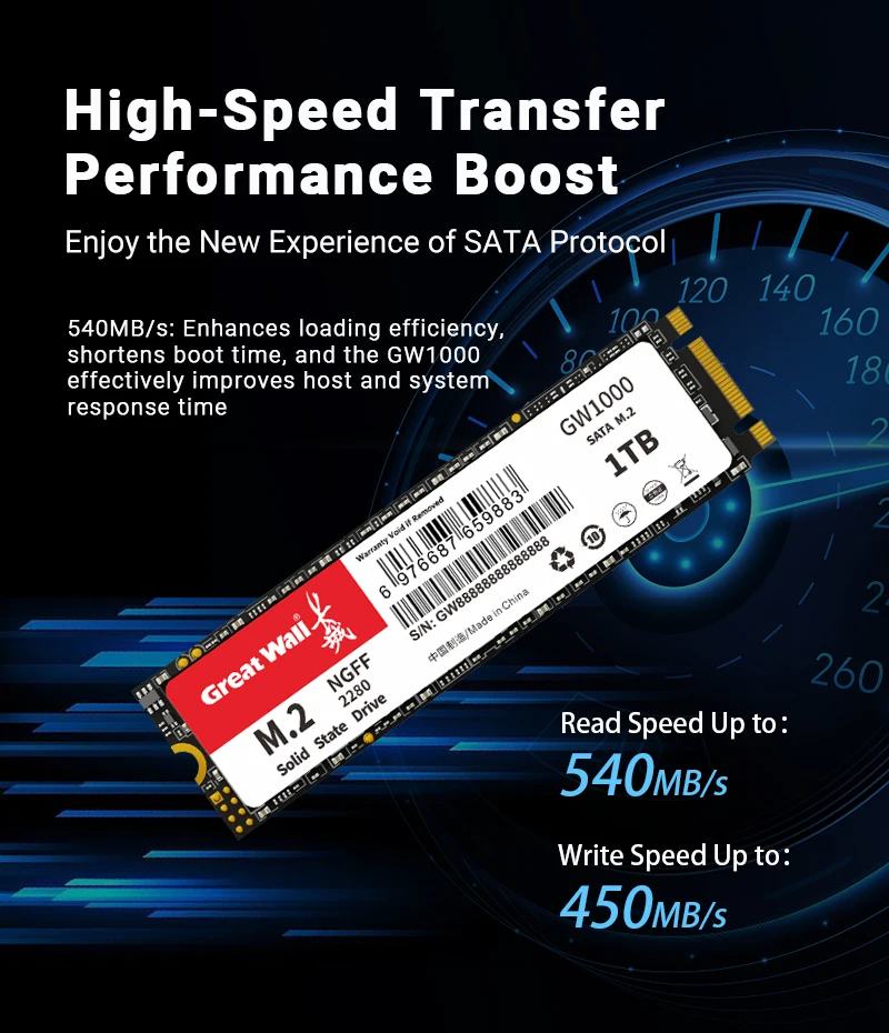 Great Wall M.2 SSD SATAIII disco duro 128GB 256GB 512GB 1TB 2TB disco HDD 2280 NGFF M2 SATA para ordenador portátil de escritorio