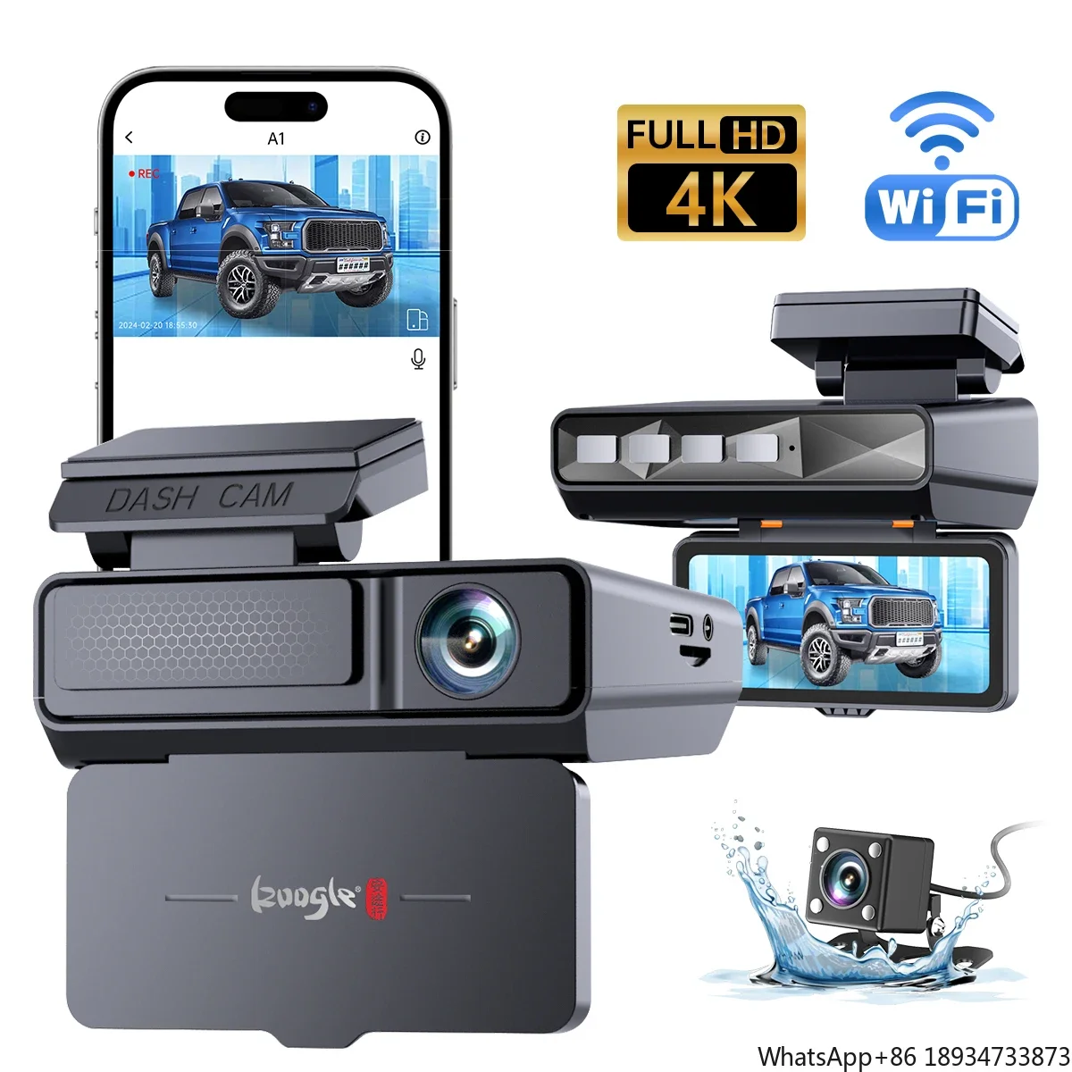 3.2Inch IPS Dual Lens Camera 4G Dashcam 4k Wifi Gps App Car Black Box Car camera Dash Cam Front and Rear 4K  Car camera dash cam