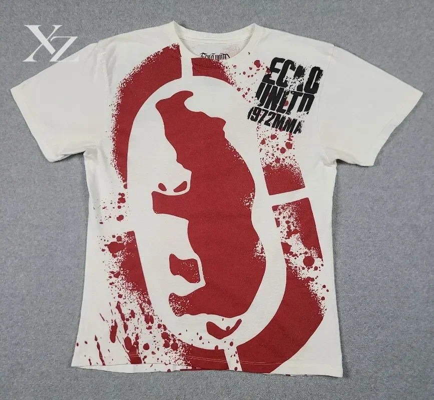 Y2K Ecko Old School 1972  Red Rhinoceros Print T Shirt Grunge Style Cotton Shirt Large Summer Select Popular Short Sleeves