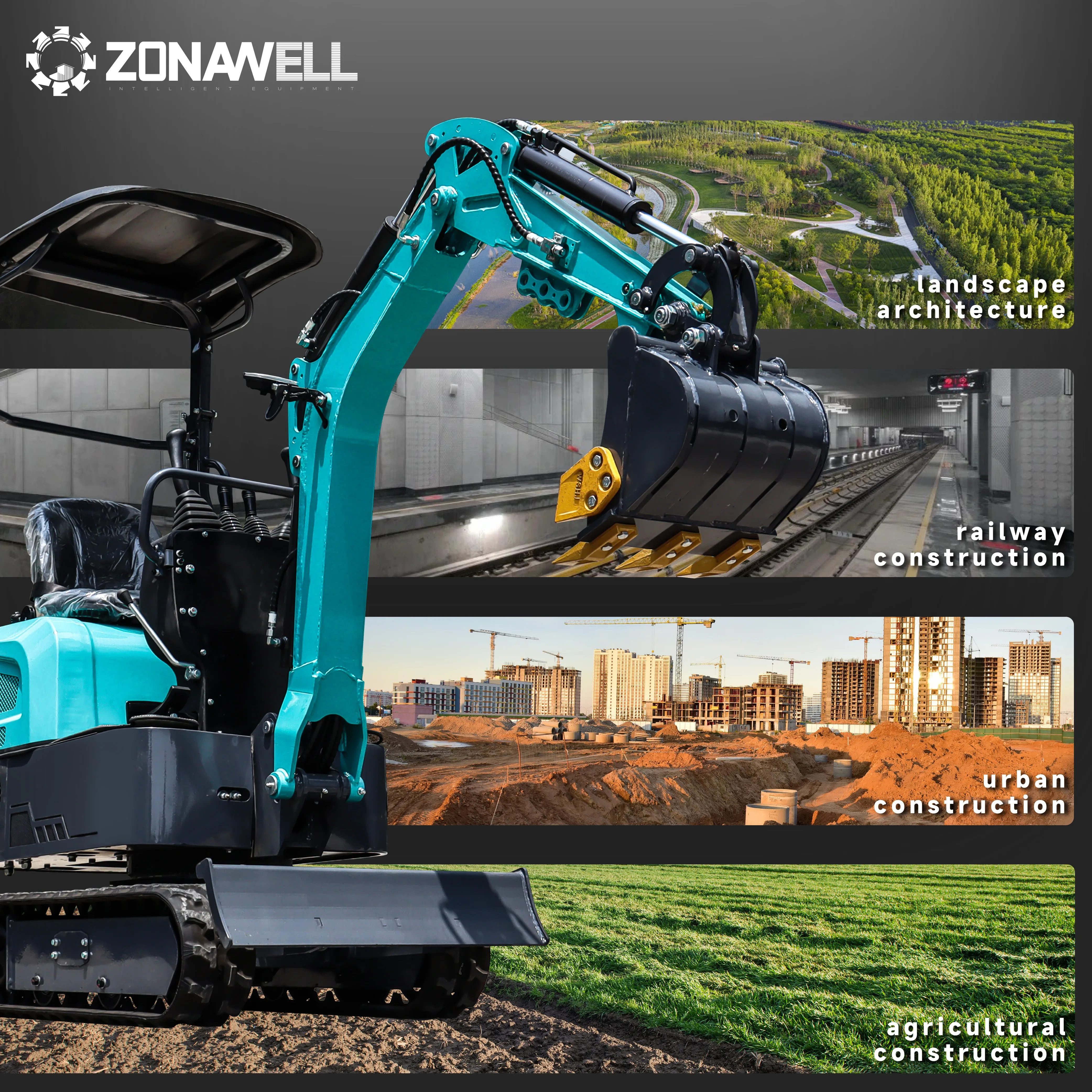 Excavator Mini 1.2T Leading Home dengan Tekanan Kerja 16KPa Dilengkapi Mesin KOOP/Changchai/Briggs Stratton