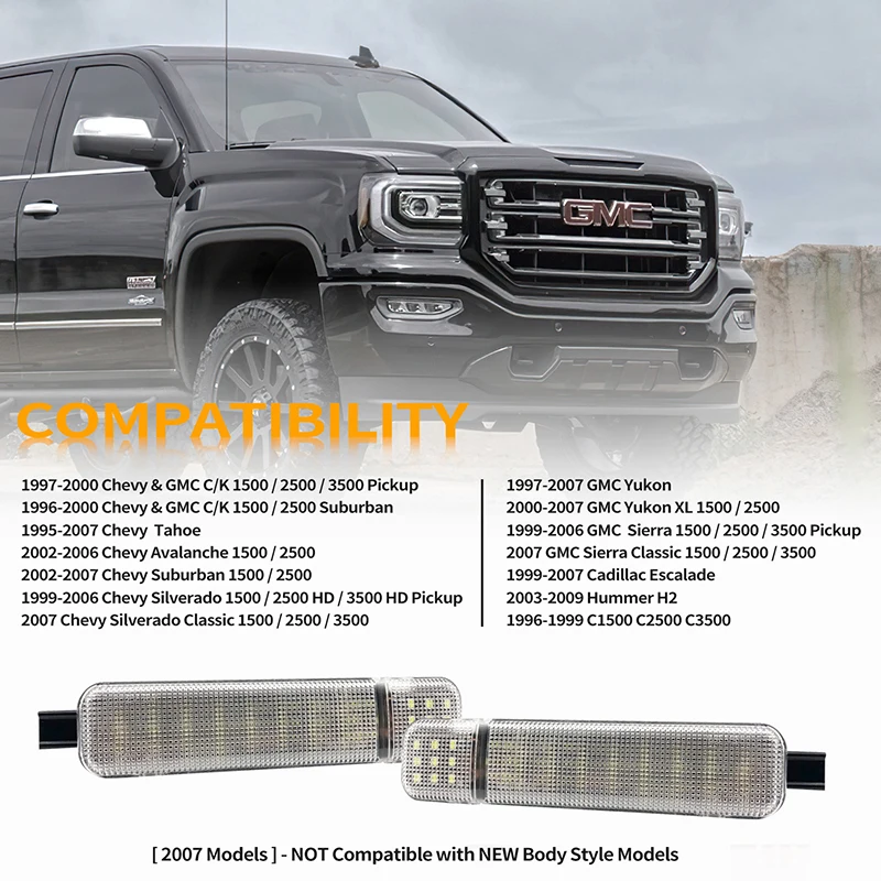 Led Interior Side Door Panel Lights Courtesy Reflector Light for 1999-2006 Silverado/Sierra 1500 2001-2006 3500 2500 HD