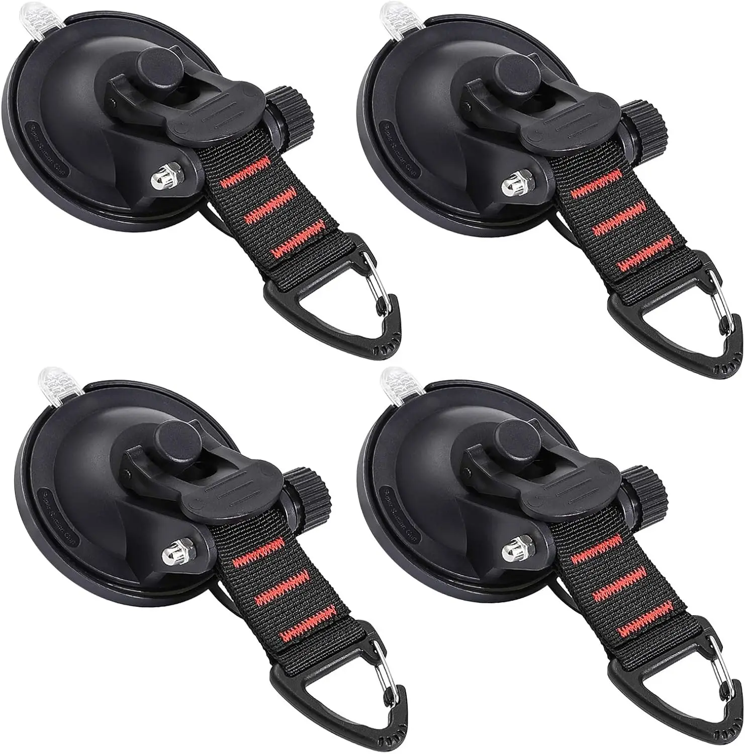 

Suction Cup Hooks Heavy Duty 4 Pieces Car Camping Essentials Upgraded Tie Down Accessories with Securing Hook Strong Power.4pcs