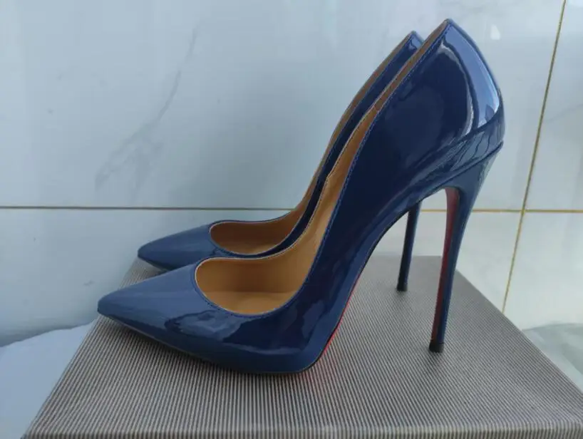 Maten 48 Klassieke Stijl Dames Patent Puntschoen Instapper 12 cm Hoge Hak Schoenen Elegante Dames Effen Stiletto Pumps Zwart Rood Wit