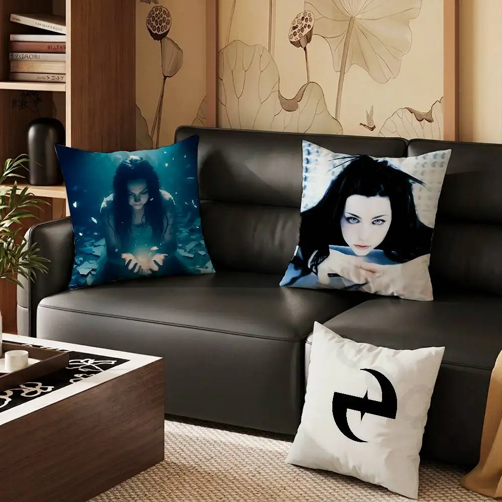 E-Evanescence Fallen A-Amy Lee Pillow Case Square Double-Sided Printing Short Plush Sofa Cushion Cover Bedroom Bedside Pillow