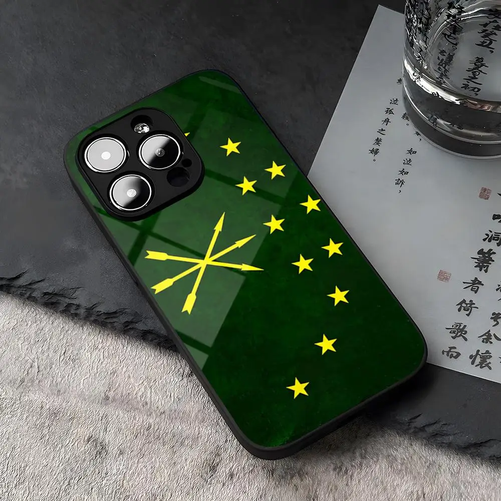 Adygea Circassian Flag Phone Case Tempered Glass For IPhone 15 14 12 13 11 Plus Pro XS Max Mini X XR 8 7 6s SE2020 Coque