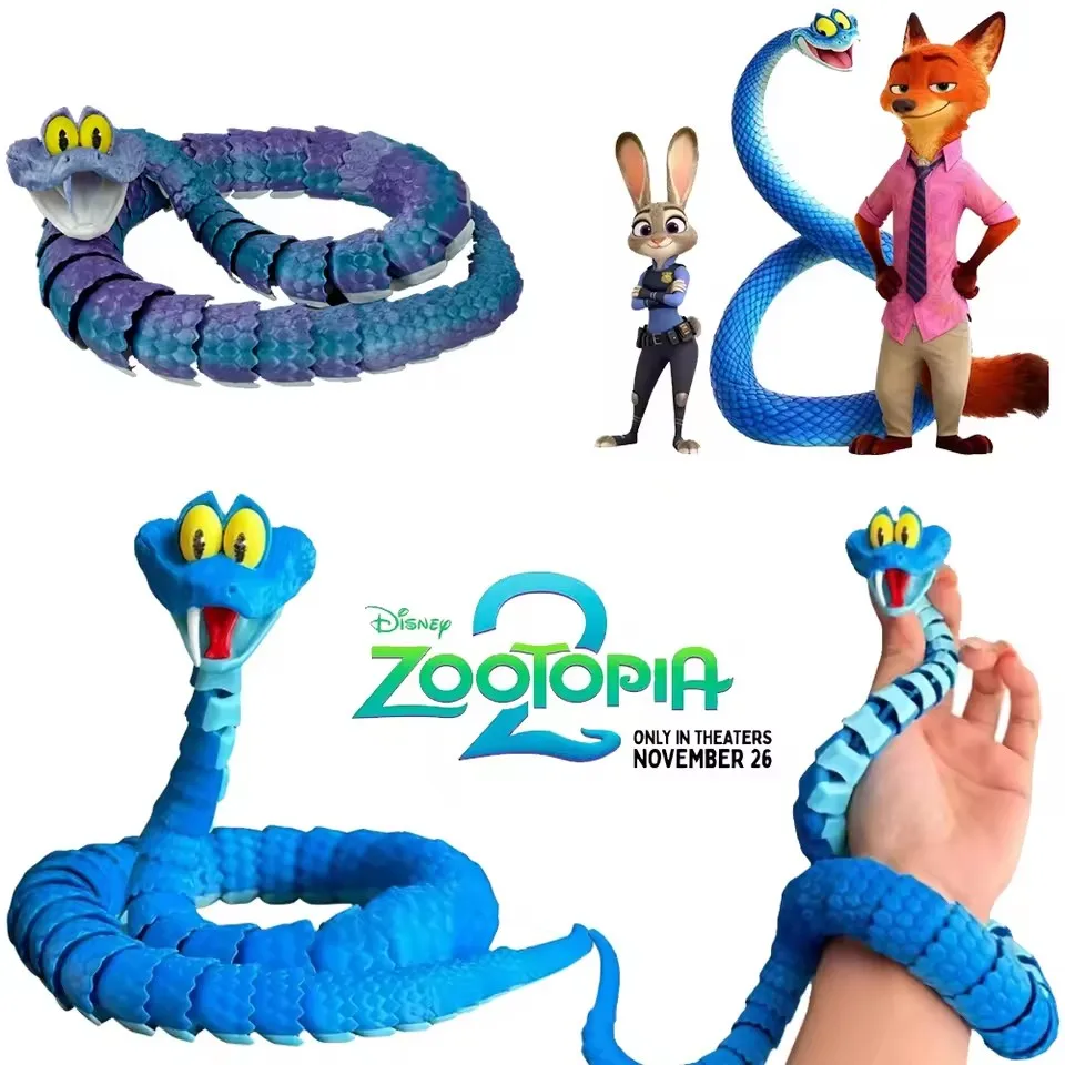 Jouets chauds Disney "Zootopia 2", serpent Gary de 68cm, jouet de Simulation articulée, modèle Gary serpent imprimé en 3d, cadeau pour enfants