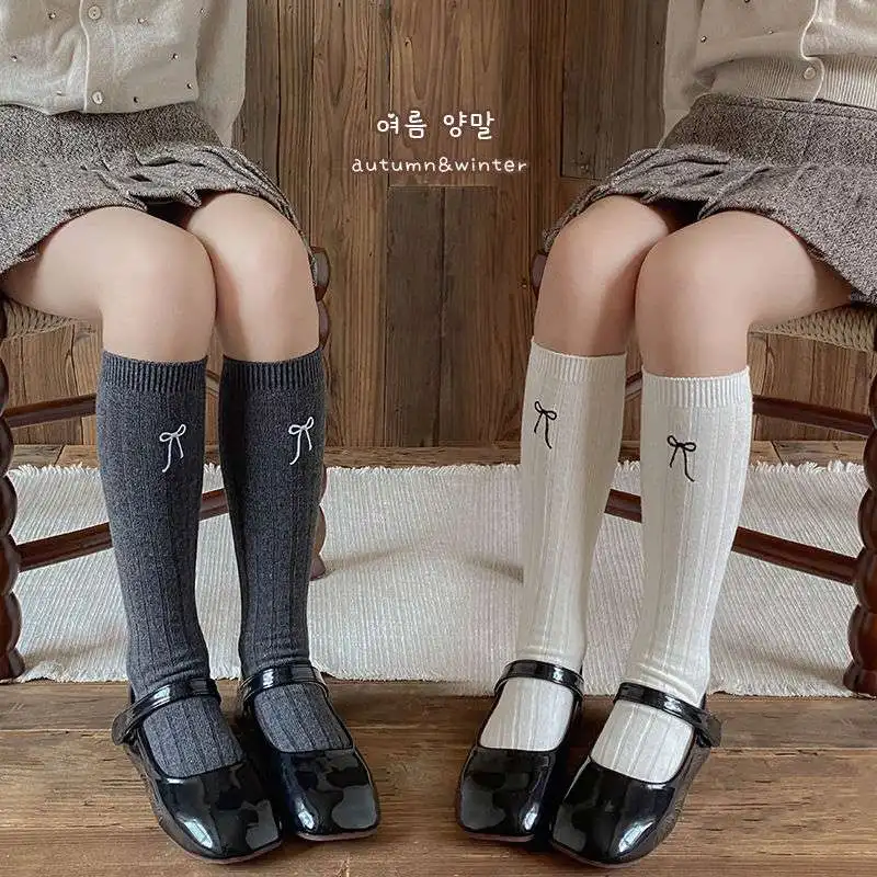 Korean Fashion Legging Stocking Sock for Kids Girl JK Lolita Embroidery Bow Knee High Sock Spring Autumn School Sock