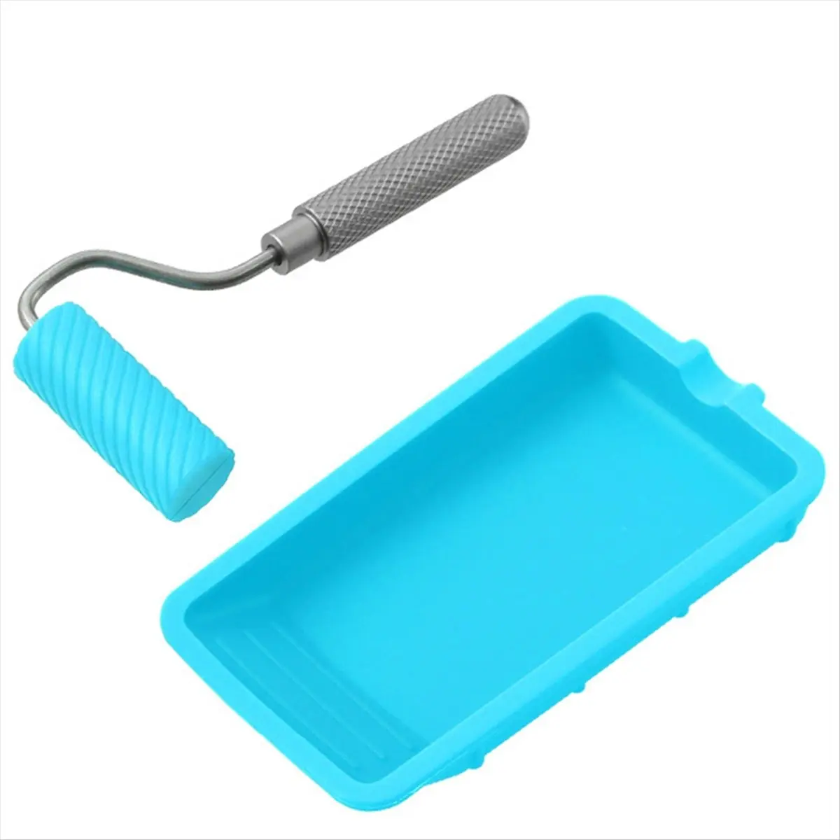 L63A Silicone Glue Roller with Tray 48mmX20mm Roller Handle for Arts Crafts Woodworking Glue Up Projects