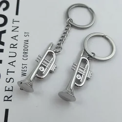 Trumpet Pendant Keychain for Men Simulation Horn Instrument Shape Pendant Keyring Car Accessories Key Chain Fashion Jewelry Gift