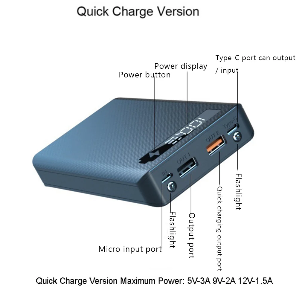 6X18650 Battery Charger Box Power Bank Case Charging Box for Mobile Phone Charge, Standard Charge Black