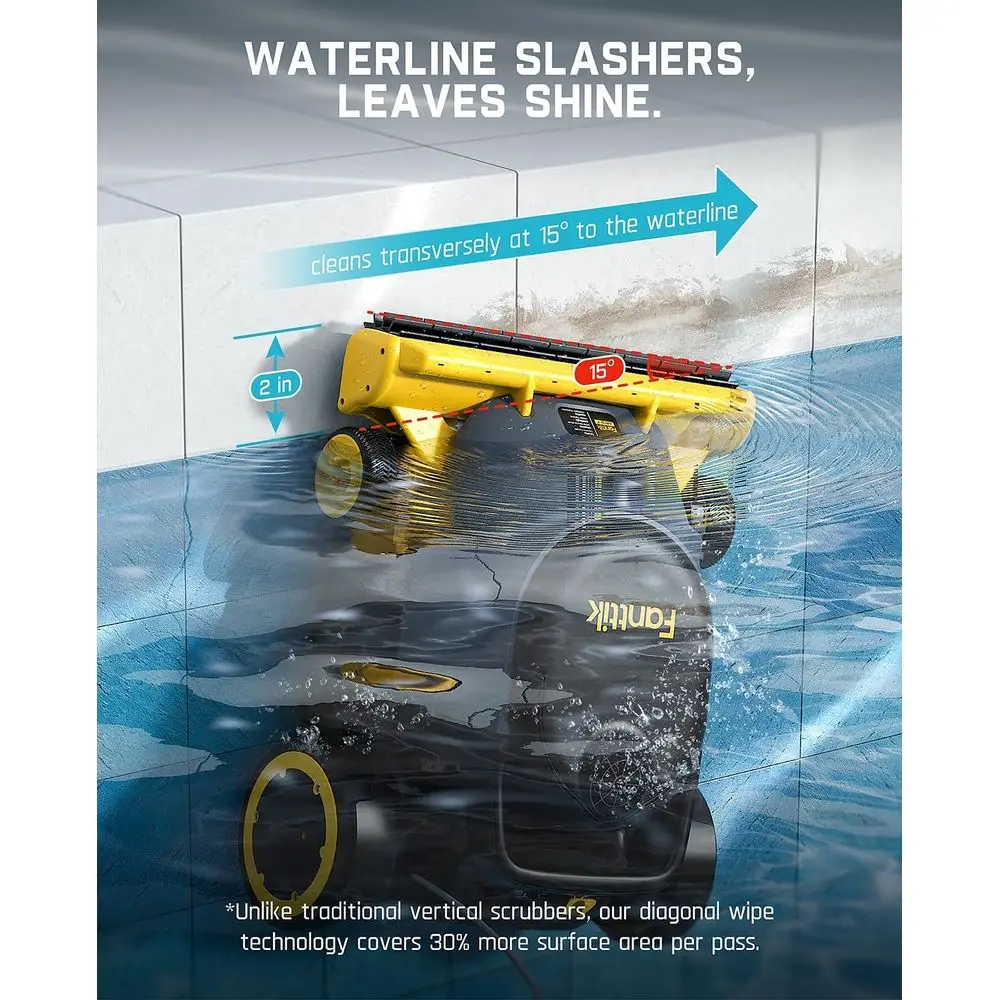 水平水線清掃、4倍の効率、6時間稼働時間のコードレスロボットプール掃除機、水線、壁、床をきれいにします