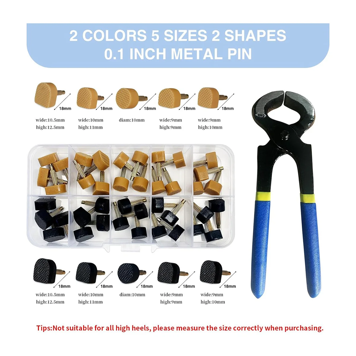 لتقوم بها بنفسك 40 قطعة من قبعات إصلاح كعب الأحذية في 2 ألوان مع كماشة إزالة مستديرة وشكل U أدوات إصلاح نصائح استبدال الكعب العالي