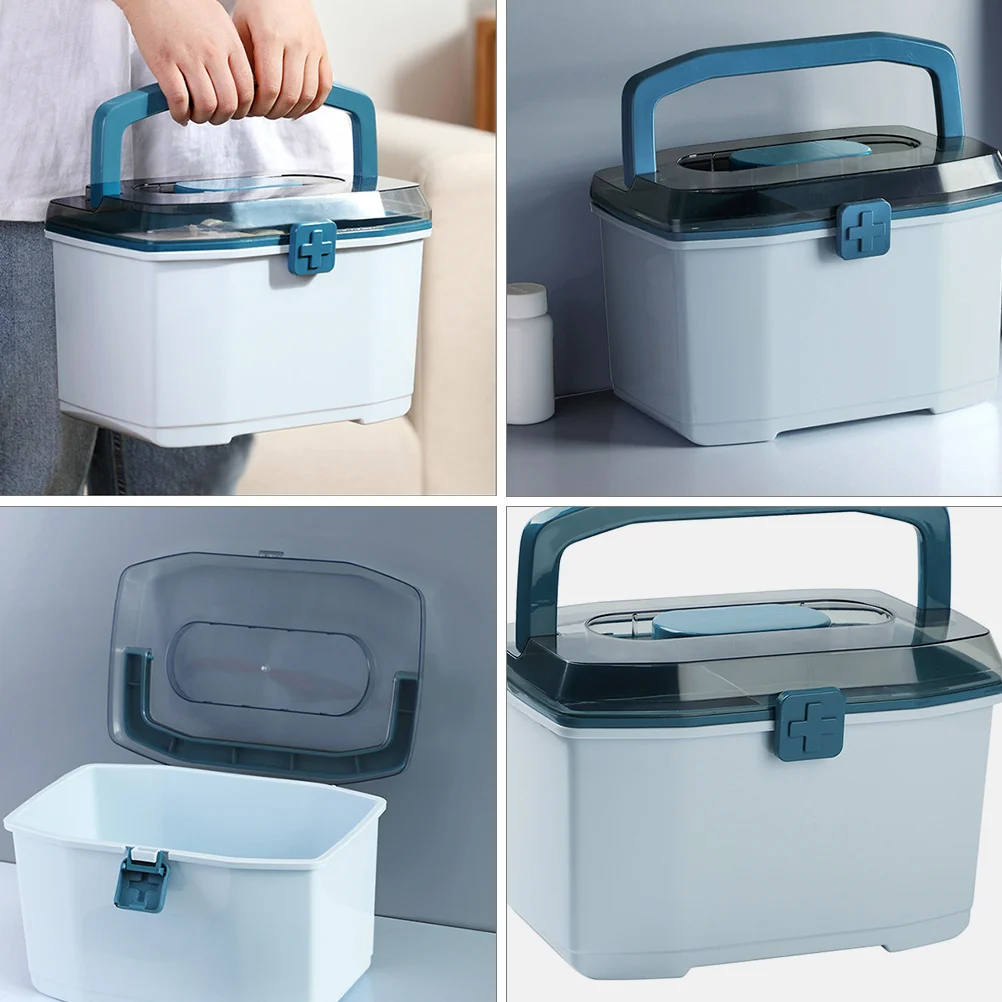 

First Aid Case Portable Transparent Medicine Box with Lockable Design for Household School Outdoor