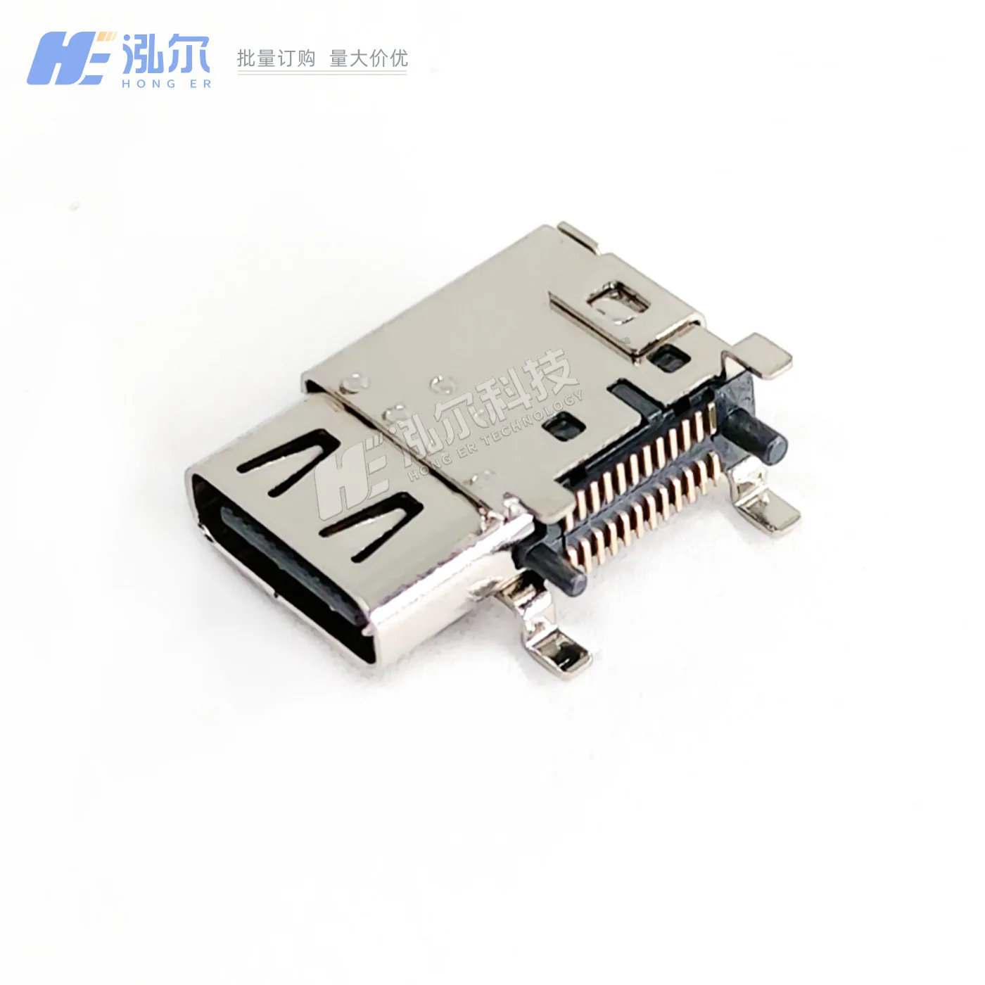 Fro side sticker TYPE-C female seat 24Pin side vertical SMT double row patch, side insert with shrapnel 24P