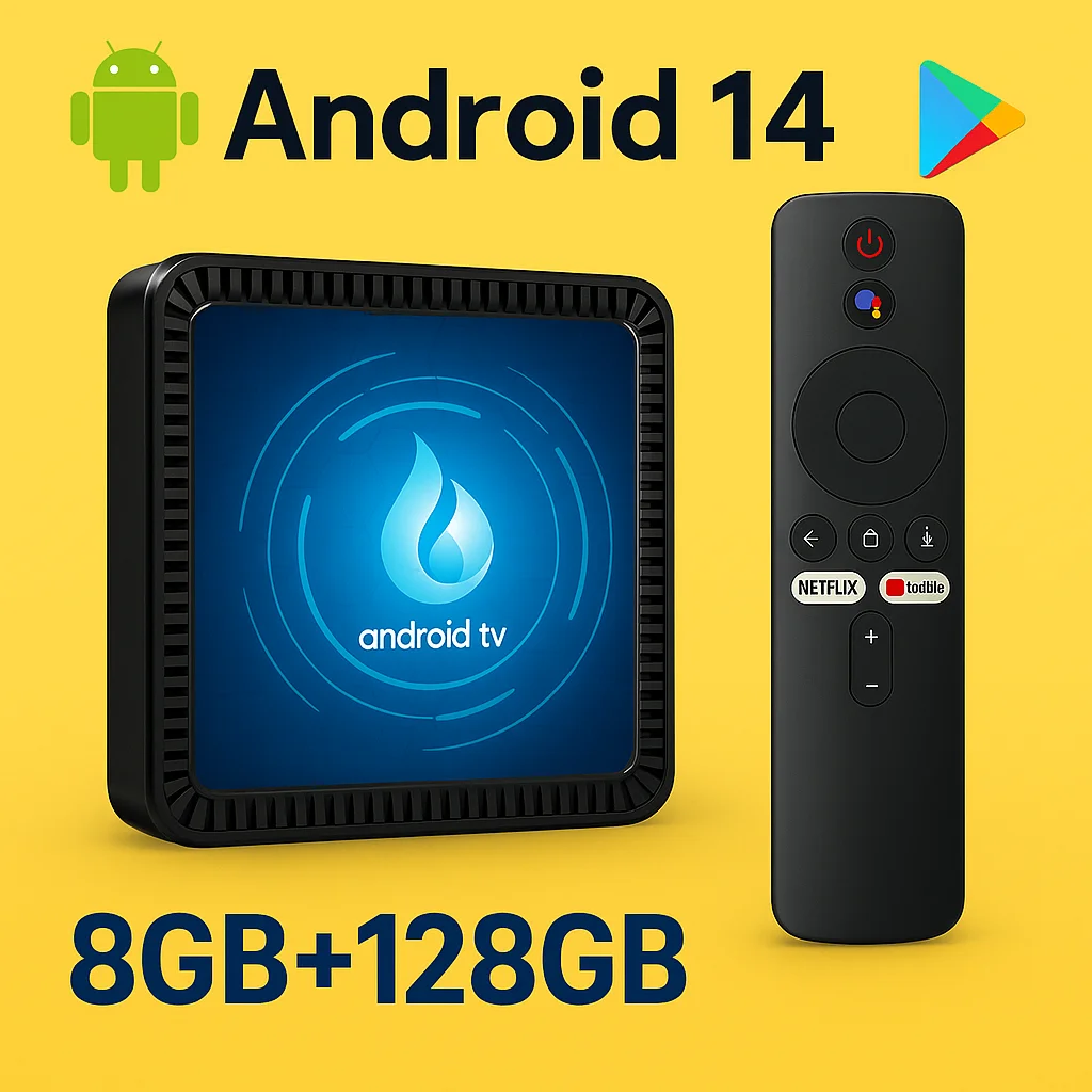 Android 14 TV Box Smart 64G 8GB 128GB 8K HDR صوت عن بعد Dual WiFi 2.4G 5G بلوتوث Netflix YouTube Set Top Box Media Player