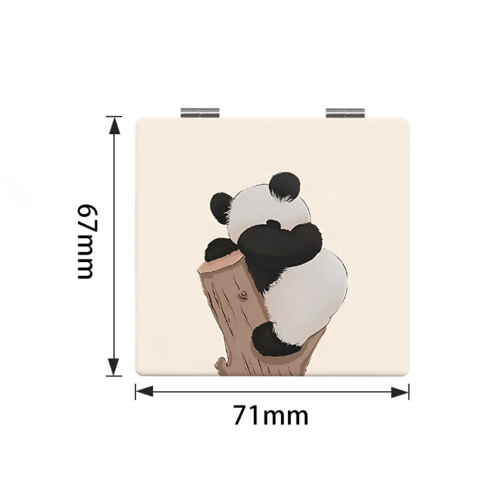 Cute Panda Folding Makeup Mirror for Girls Portable Makeup Small Square Mirror HD Cute Animation Lipstick Eyeliner Makeup Mirror