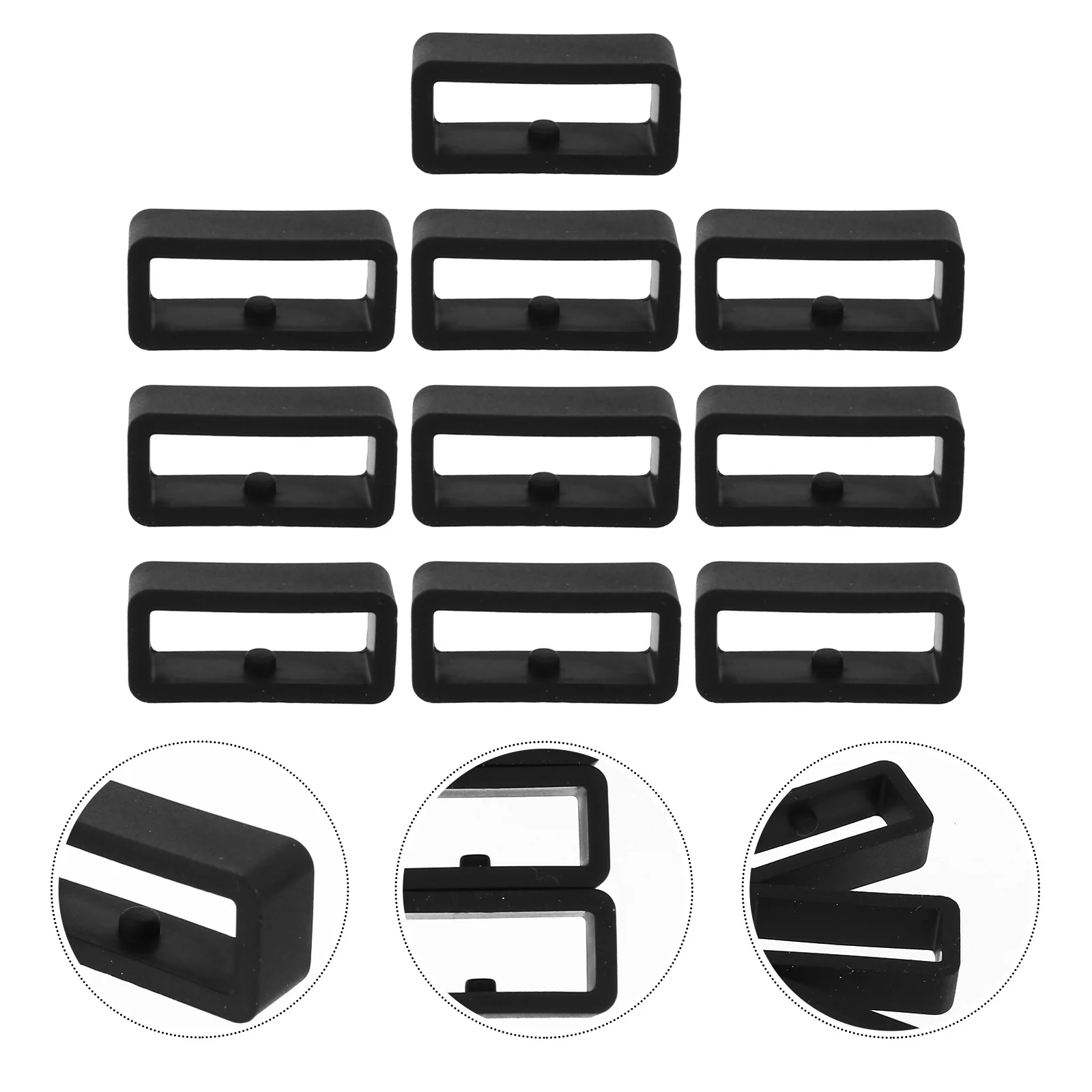 

10Pcs Black Silicone Watch Band Loop Soft Durable Retainer Rings for Comfortable Wearing Experience Watch Strap