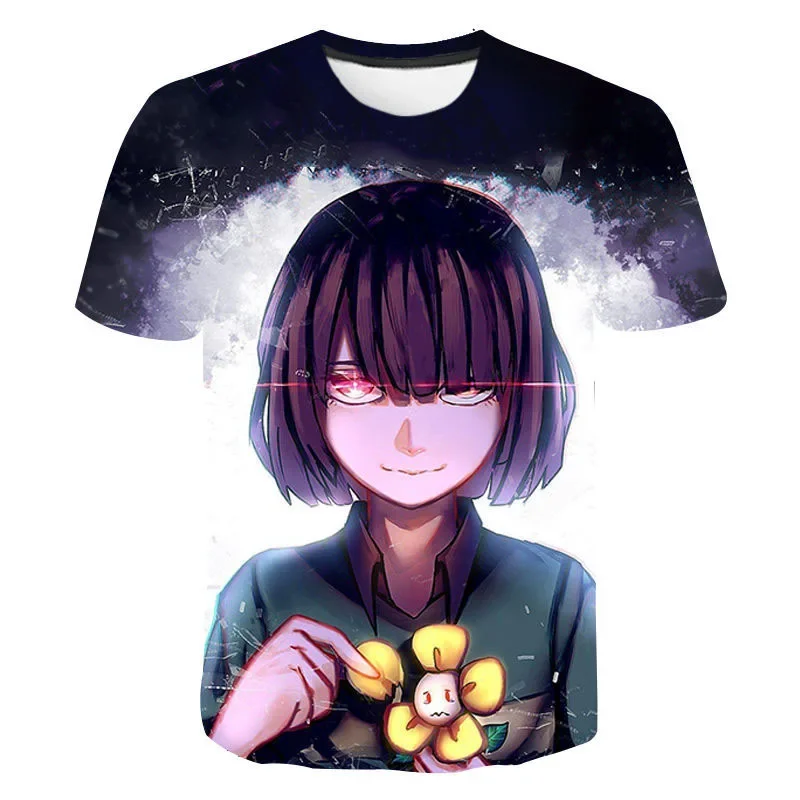 Kaos Oblong Undertale Sans Kaos Oblong anak-anak Musim Panas motif 3D Kaos Oblong pakaian anak laki-laki longgar Fashion uniseks ukuran besar