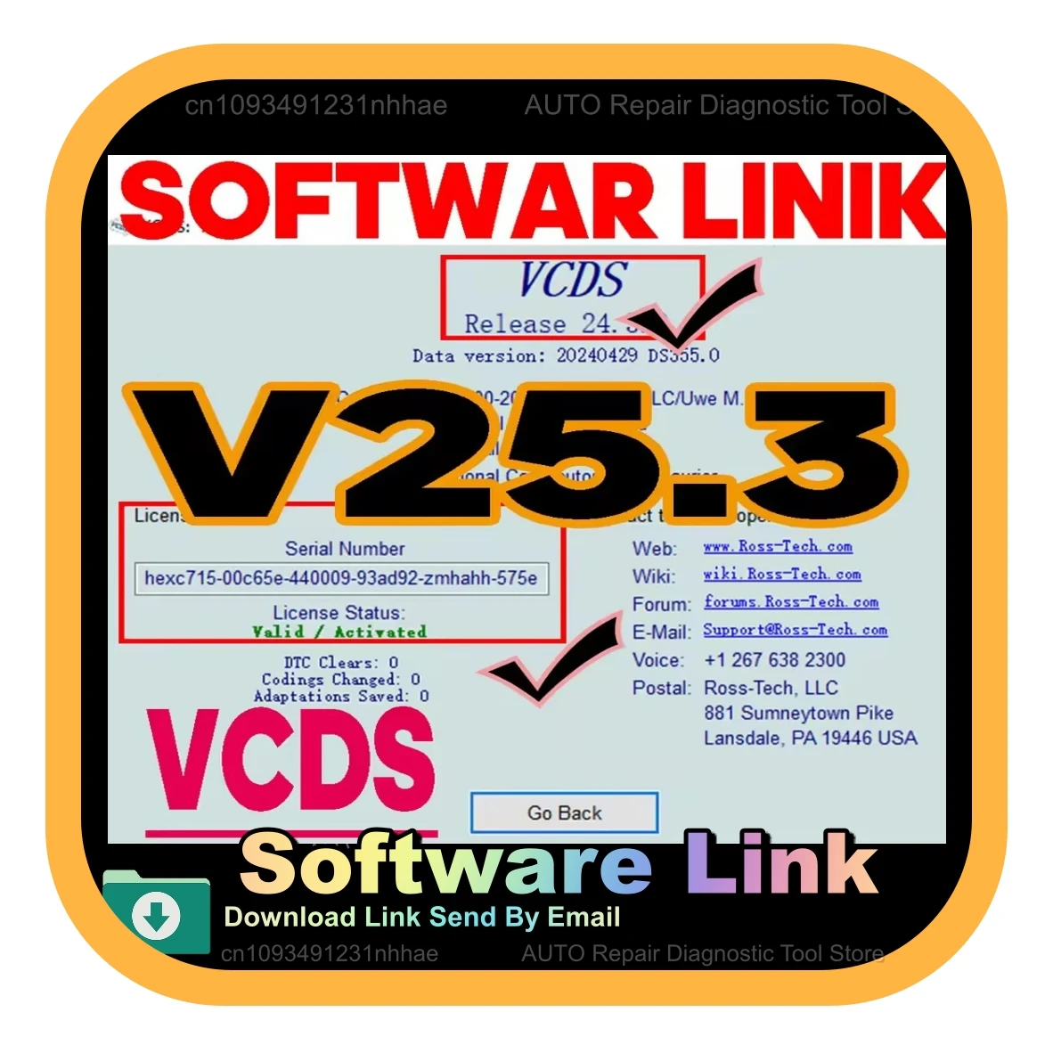 VCDS VAG COM V25.3 Obd2 الماسح الضوئي VAG HEX V2 واجهة USB لمقعد VW Skoda أداة متعددة اللغات مع تحديث برنامج VINs غير محدود