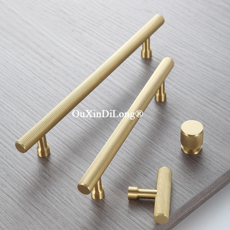 Luxury 4PCS Solid Pure Brass Texture Furniture Handle Drawer Pulls Cupboard Wardrobe Dresser Kitchen TV Wine Cabinet Pulls Knobs