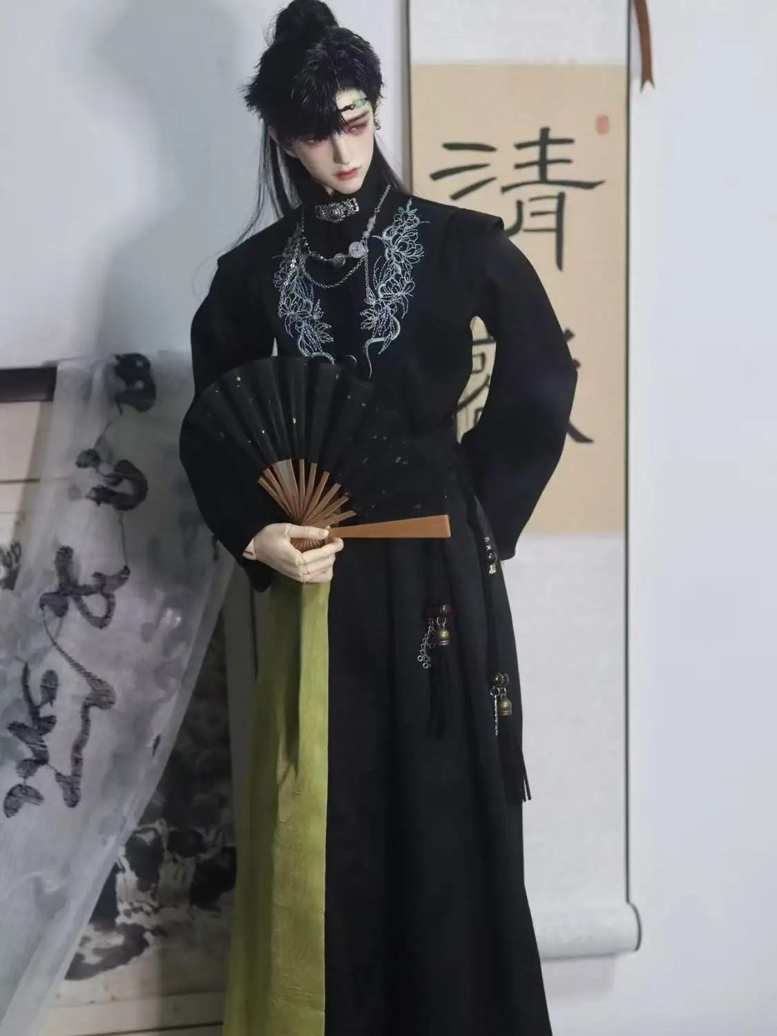 Traje de ropa para muñeca Bjd masculina de 75cm, Top de estilo antiguo, falda y cadena para la cintura, juguetes de regalo, accesorios para muñecas, sin muñeca, 1/3