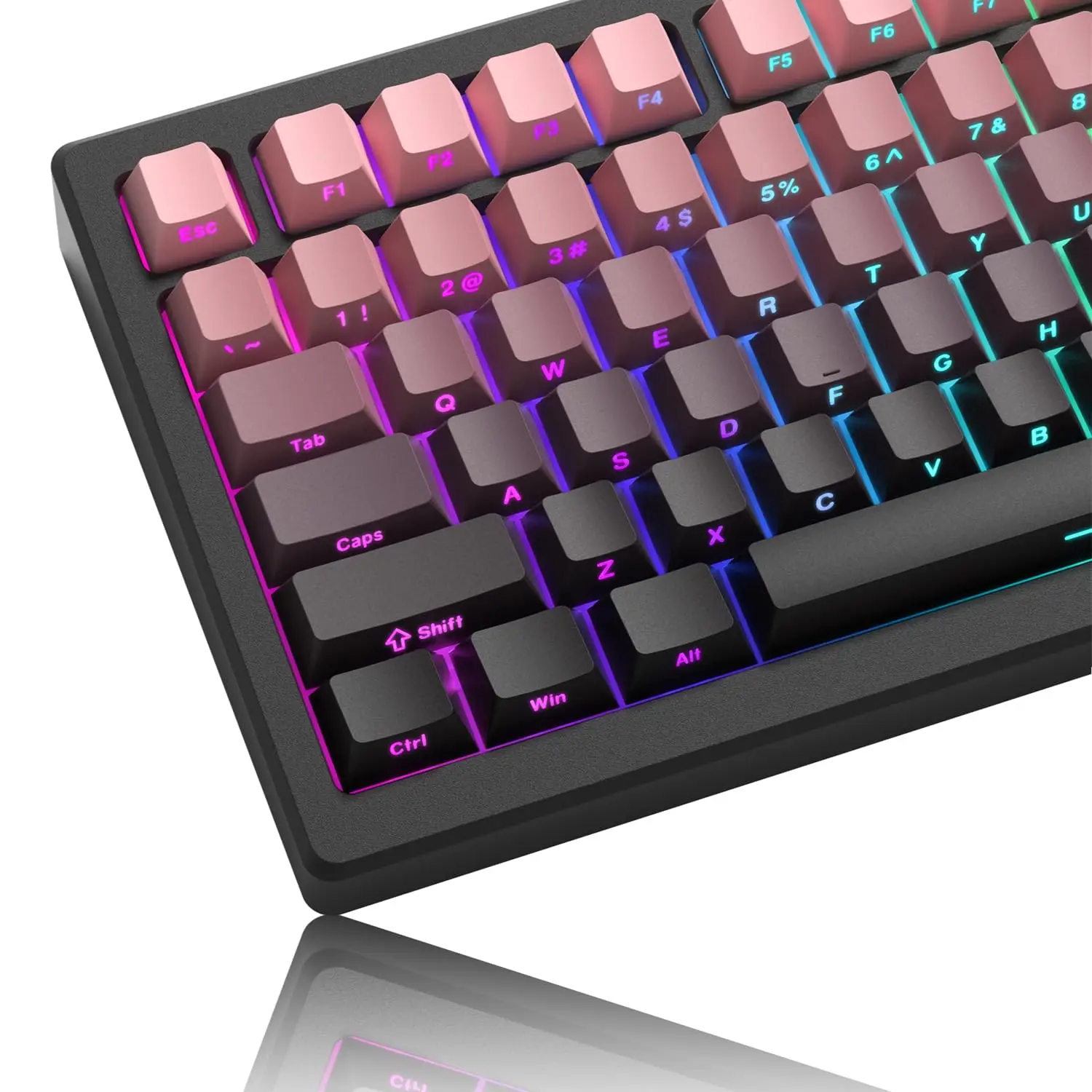 136 Key Black and Pink Print Backlit PBT Keycap Double Shot Shine Through keycap For Gateron Cherry MX Gamer Mechanical Keyboard