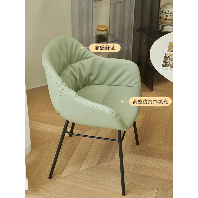 Lazy space and luxury online celebrity ins dining chair Modern home bedroom makeup chair Nordic simple backrest leather chair