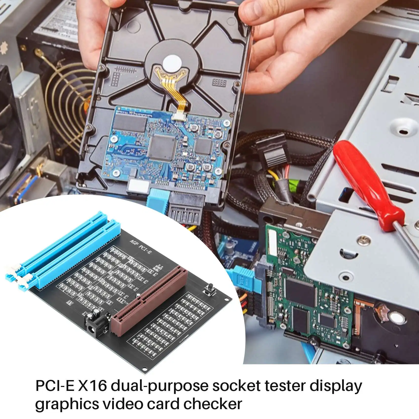 PC AGP PCI-E X16 Dual-Purpose Socket Tester Display image Video Card Checker Tester image Card Diagnostic Tool