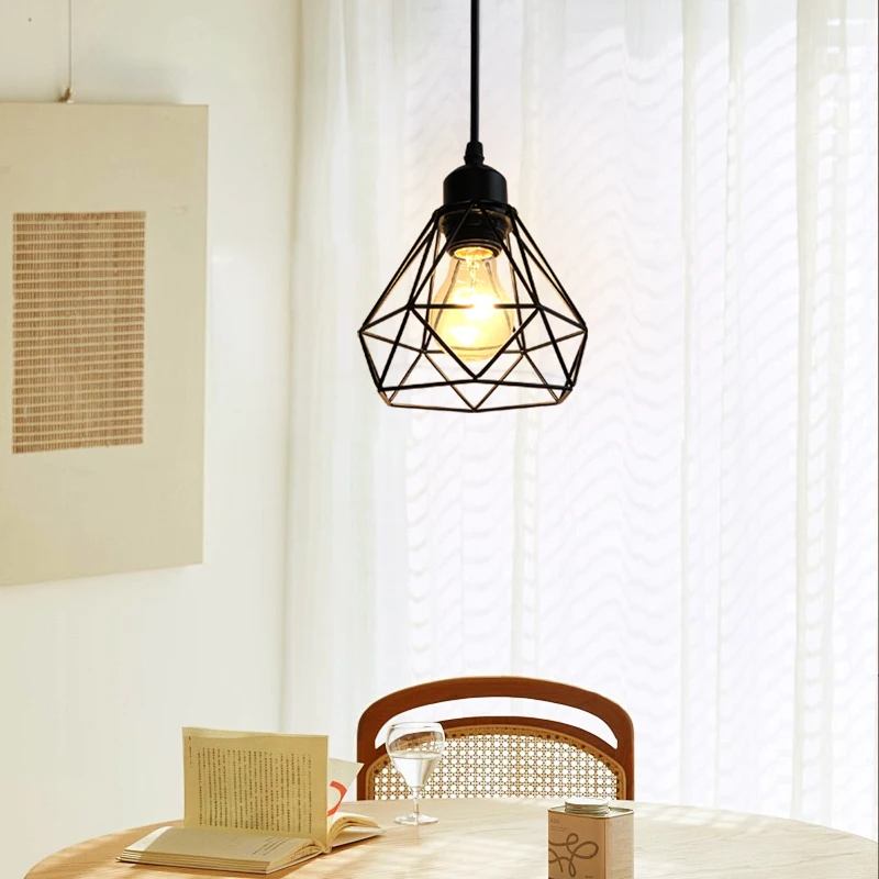 1Pc black retro industrial style hanging pendant light E27 bulb base, hallway, balcony lighting fixture (without bulb)